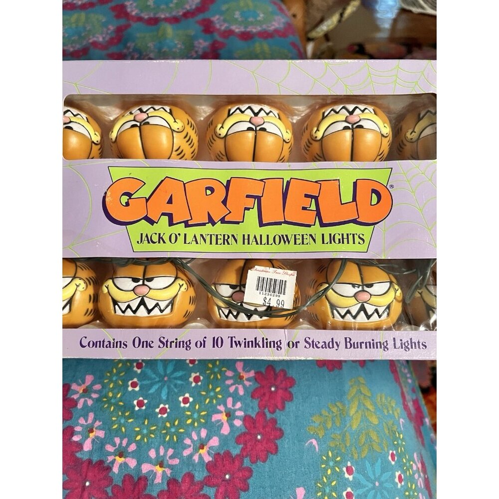 New Old Stock 1978 Garfield Jack O' Lantern Pumpkin Halloween 10 Lights  Enesco - Picture 8 of 10